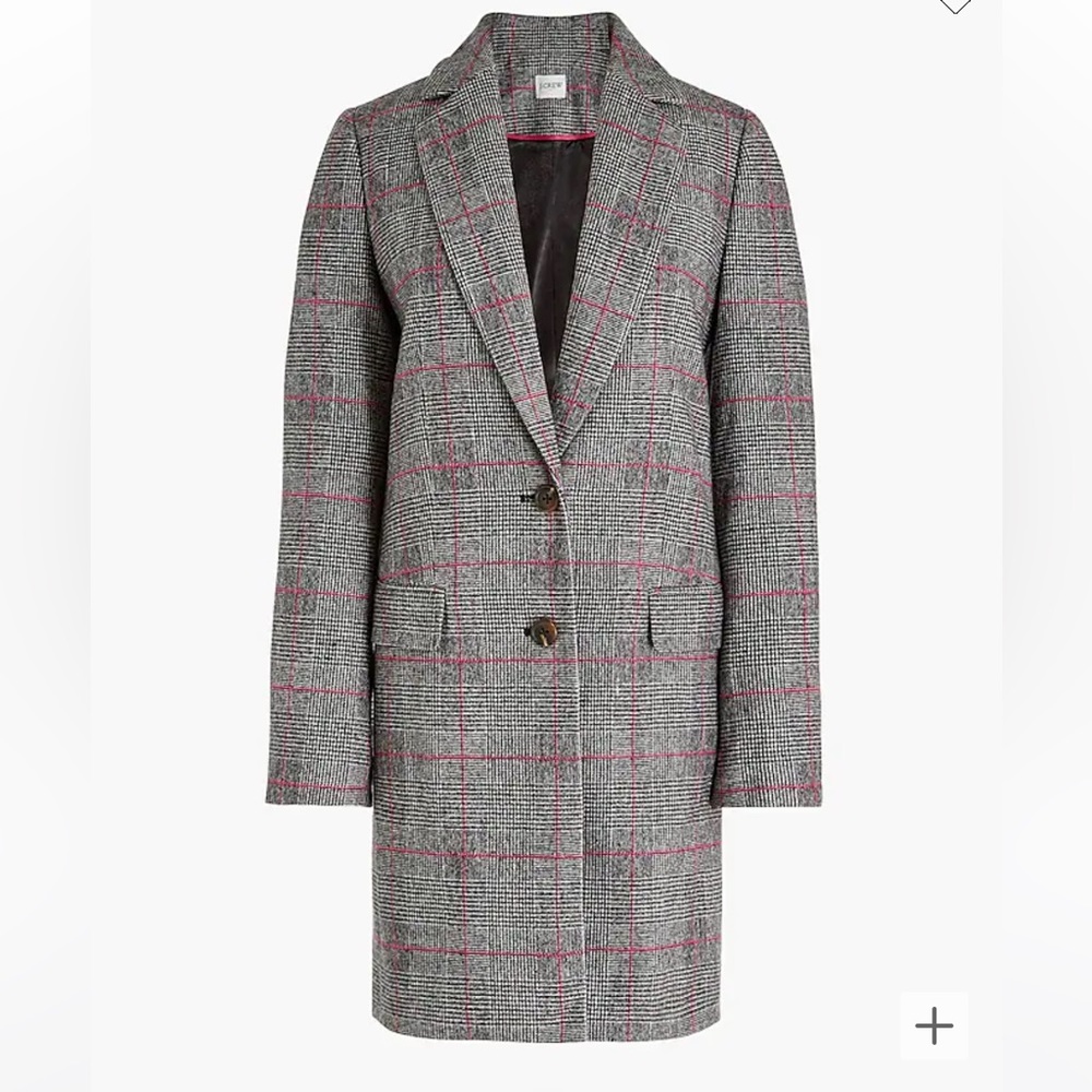 J Crew Glenn Wool Plaid Top Coat sz: 2